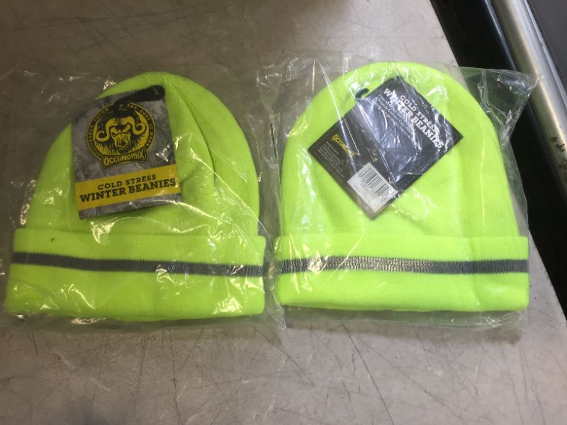 Photo 2 of Occunomix LUX-KCR-Y Knitted Reflective Beanie, High-Vis Yellow, Reflective Stripe, One Size(2)