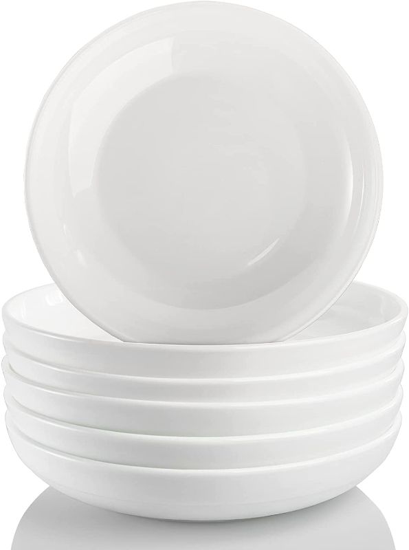 Photo 1 of AVLA 6 Pack Pasta Bowls, 18 Ounces Salad Serving Bowls Soup Bowls Set, 7.8 Inch Pasta Plates and Bowls Set, Wide and Flat, Microwave and Dishwasher Safe, White
