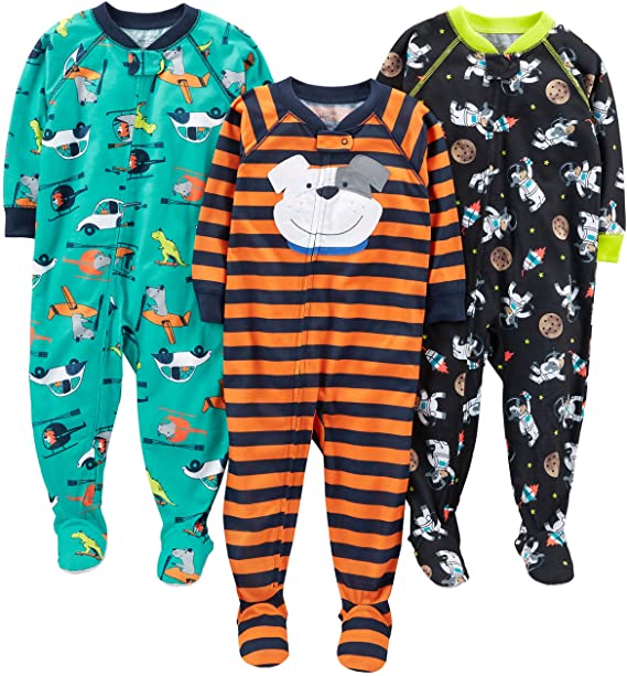 Photo 1 of Simple Joys by Carter's Baby and Toddler Boys' 3-Pack Loose Fit Polyester Jersey Footed Pajamas  Size 3T 