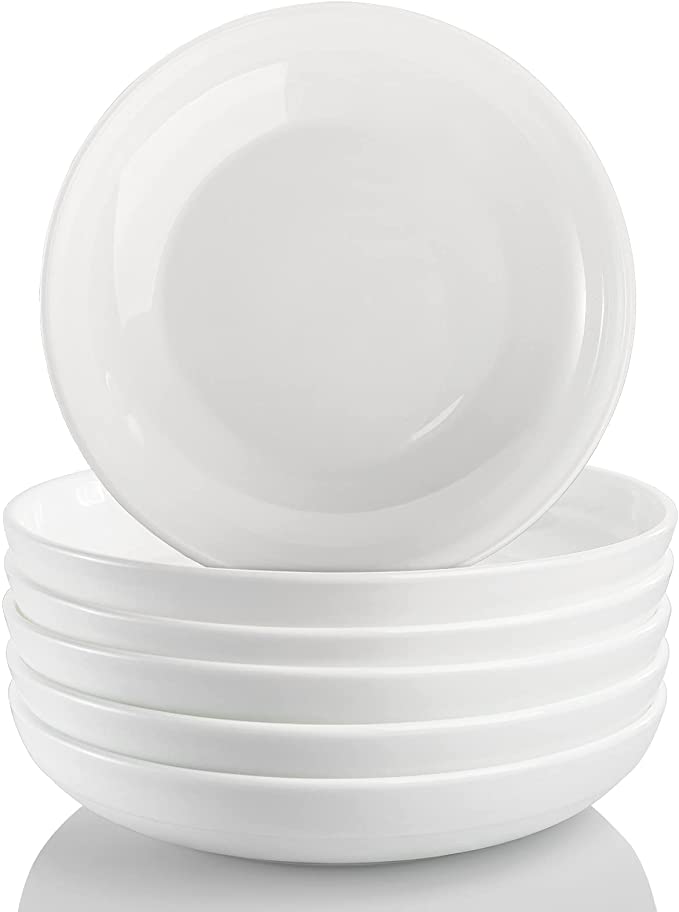 Photo 1 of AVLA 6 Pack Pasta Bowls, 18 Ounces Salad Serving Bowls Soup Bowls Set, 7.8 Inch Pasta Plates and Bowls Set, Wide and Flat, Microwave and Dishwasher Safe, White----factory sealed