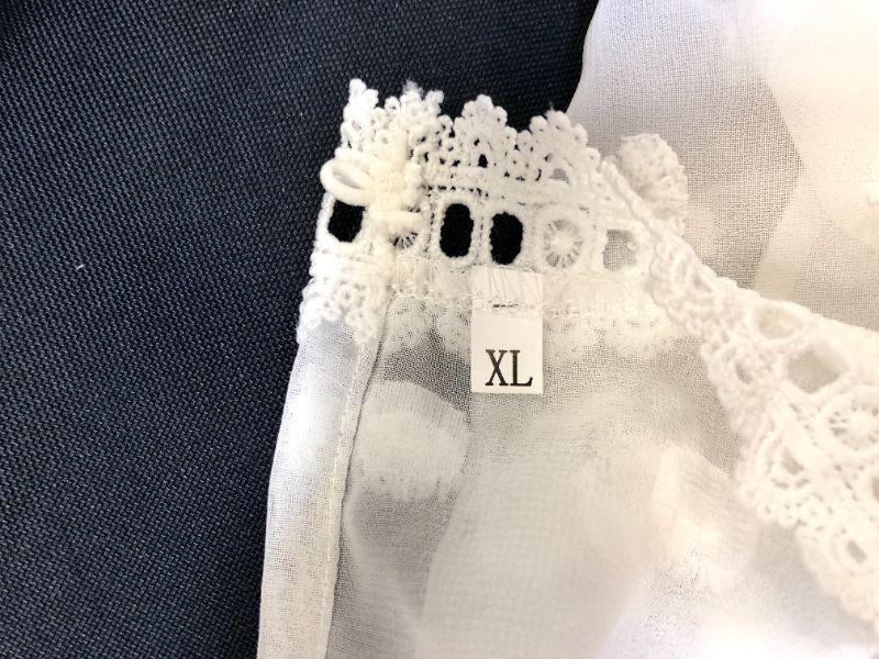 Photo 3 of Dresswel Women Plain Swiss Dots Jacquard Crochet Cutout Flutter Sleeve Blouse Tops---XL---
