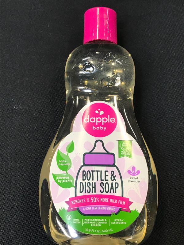 Photo 2 of DAPPLE Baby Bottle and Dish Liquid, Lavender Dish Soap, Sulfate-Free, Hypoallergenic, 16.9 Fluid Ounces
