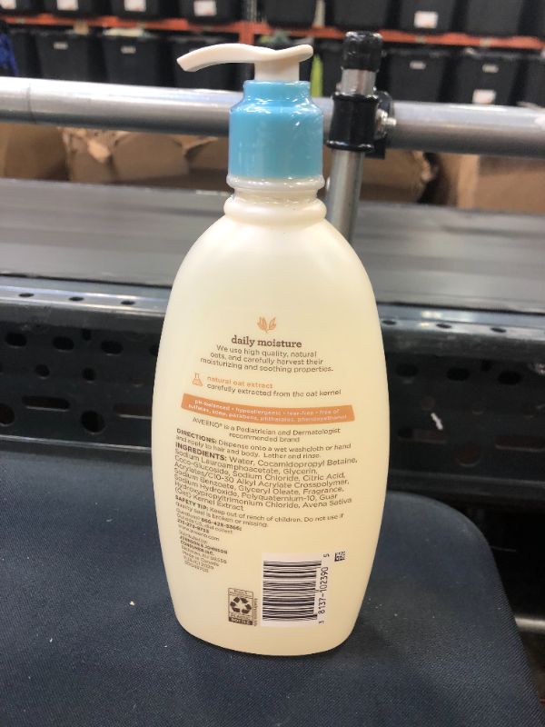 Photo 1 of Aveeno Baby Daily Moisture Gentle Body Wash & Shampoo with Oat Extract, 2-in-1 Baby Bath Wash & Hair Shampoo, Tear- & Paraben-Free for Hair & Sensitive Skin, Lightly Scented, 18 fl. oz