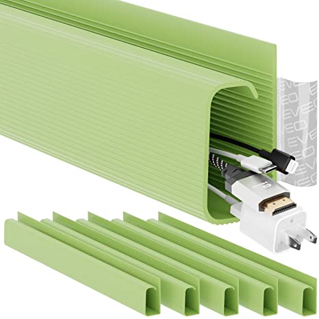 Photo 1 of EVEO Cable Management 96'' J Channel- Cord Cover- Cable Raceway - Cable Management Under Desk, Adhesive Stripe Built-in 6X16- Easy to Install Desk Cord Organizer- Cable Management Tray, Lime Green