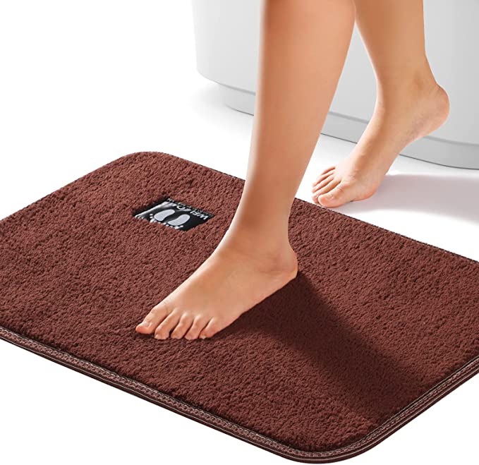 Photo 1 of Bathroom Rug Mat, Ultra Soft and Water Absorbent Bath Rug, Bath Carpet, Machine Wash/Dry, for Tub, Shower, and Bath Room (Brown) 24"L x 16"W