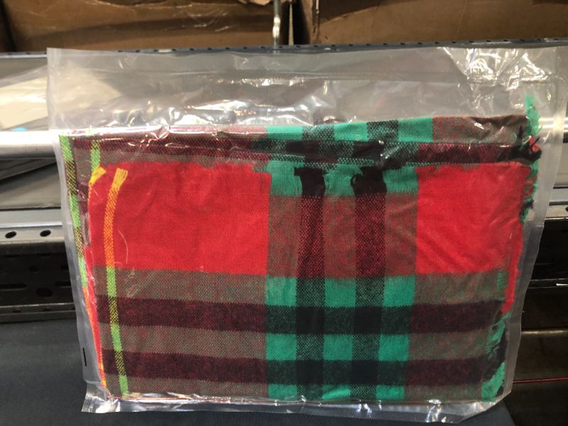 Photo 3 of women oversized blanket scarf wrap and shawl warm pashmina plaid red / green---factory sealed
