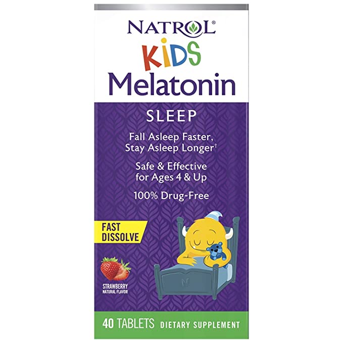 Photo 1 of Natrol Kids Melatonin Fast Dissolve Tablets, Helps You Fall Asleep Faster, Stay Asleep Longer, Easy to Take, Dissolves in Mouth, for Ages 4 and Up, Strawberry Flavor, 1mg, 40 Count  exp date 01-2023