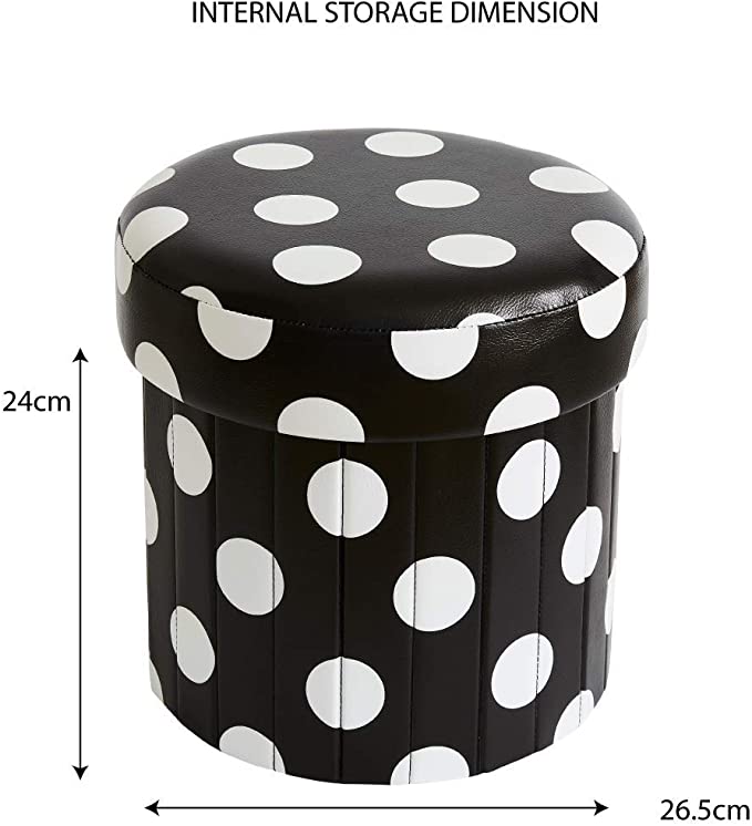 Photo 1 of Foldable Storage Toy Storage Box Footrest Faux Leather Toys Organiser for Children Adults Bedroom Living Room Modern Décor by Meri Bubu® (White DOT)