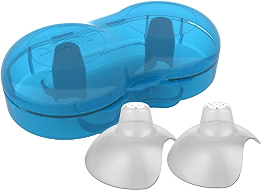 Photo 1 of Dr. Brown's Nipple Shield with Sterilizing Case up to 24 mm Stretch Fit, for Latch Difficulties, Flat/Inverted Nipples, Silicone Nipple Shield, Size 2