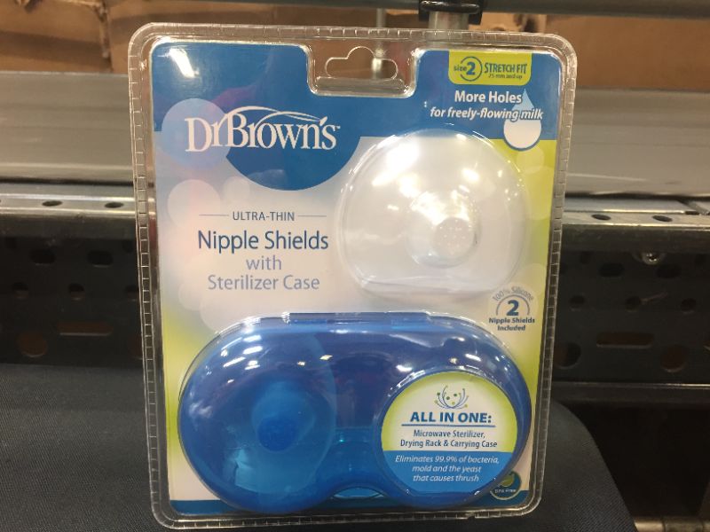 Photo 2 of Dr. Brown's Nipple Shield with Sterilizing Case up to 24 mm Stretch Fit, for Latch Difficulties, Flat/Inverted Nipples, Silicone Nipple Shield, Size 2