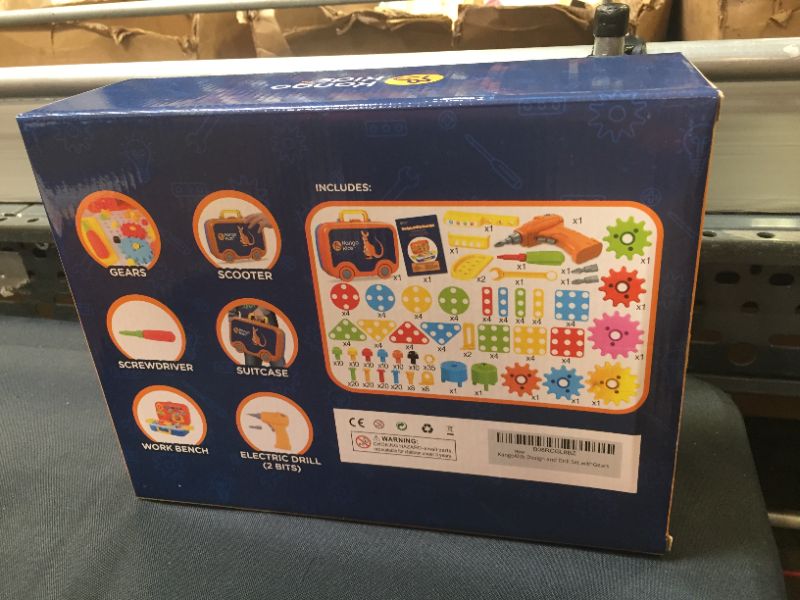 Photo 3 of KangoKids 276 Piece Designer and Drill Building Toys for Kids, Learn Construction and Engineering with Mosaic Drill STEM Toys for Kids, Kids Drill Toy with Power Drill, Gears and Storage Case---factory sealed