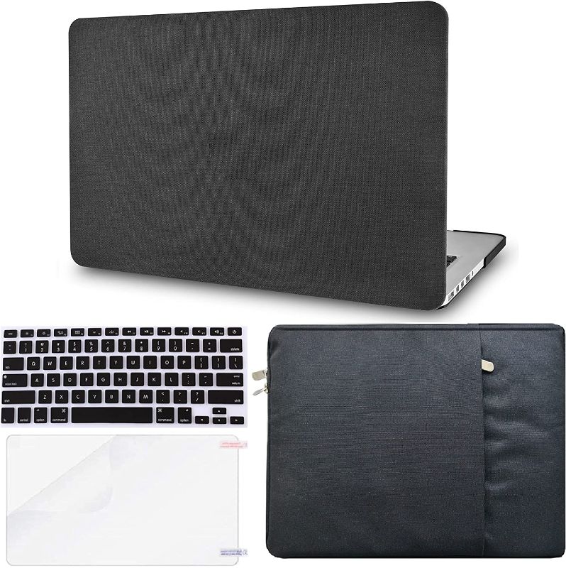 Photo 1 of KECC Laptop Sleeve for MacBook with Keyboard Cover + Sleeve + Screen Protector (4-in-1 Pack), Black Fabric, A2159/A1989/A1706/A1708 Mac Pro 13" 2019/18