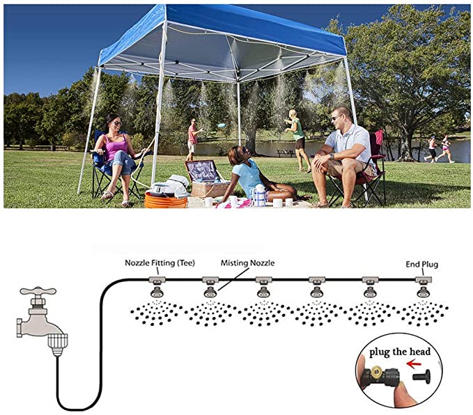 Photo 2 of Balidao Misting Cooling System, Brass Mist Nozzles, Outdoor Patio Misting System, with 51ft Misting Tube for Patio, Garden, Greenhouse