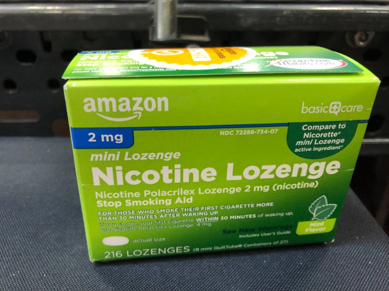 Photo 2 of Amazon Basic Care Mini Nicotine Polacrilex Lozenge  exp date 07-2022