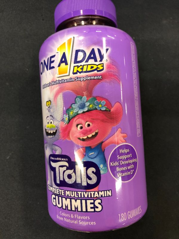 Photo 1 of ONE A DAY Kids Trolls Multivitamin Gummy Vitamins A, B6, B12, C, D, and E, Zinc, Folic Acid and Biotin (Packaging May Vary), Trolls, 180 Count---factory sealed-----exp date 08-2022 