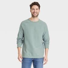 Photo 1 of Men's Long Sleeve Textured T-Shirt - Goodfellow & Co Green Size- S
