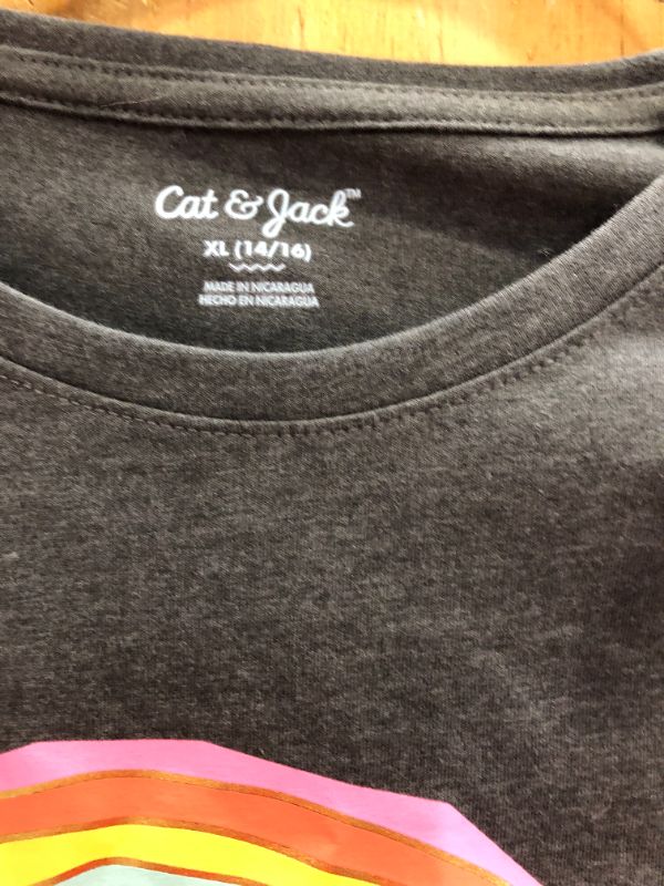 Photo 3 of Girls' Rainbow Peace Graphic Long Sleeve T-Shirt - Cat & Jack Dark Gray XL