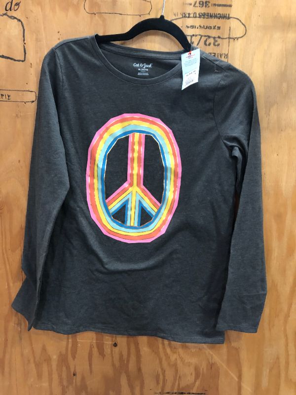 Photo 2 of Girls' Rainbow Peace Graphic Long Sleeve T-Shirt - Cat & Jack Dark Gray XL