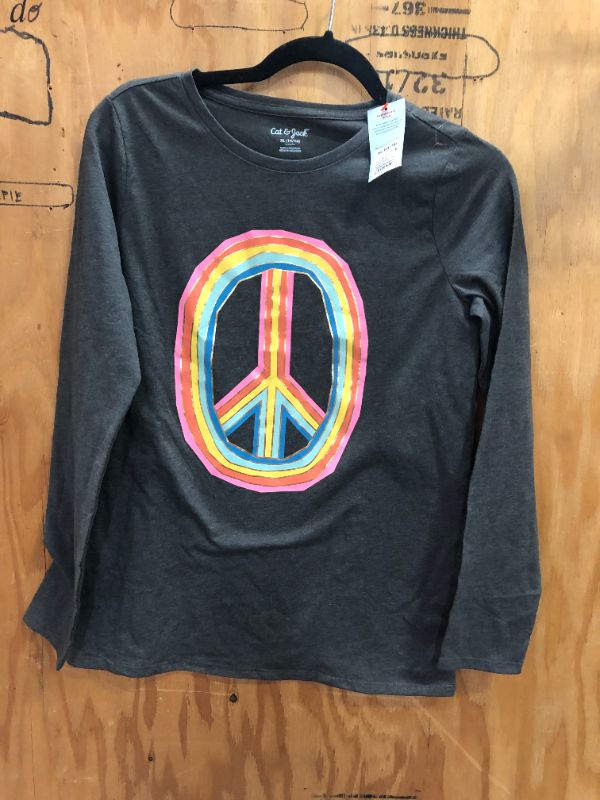 Photo 2 of --Girls' --Rainbow Peace Graphic Long Sleeve T-Shirt - Cat & Jack Dark Gray XL