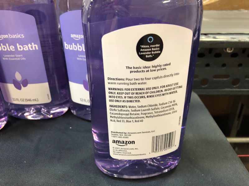 Photo 3 of Amazon Basics Bubble Bath, Lavender Scent, 32 Fluid Ounces, 4-Pack (Previously Solimo)