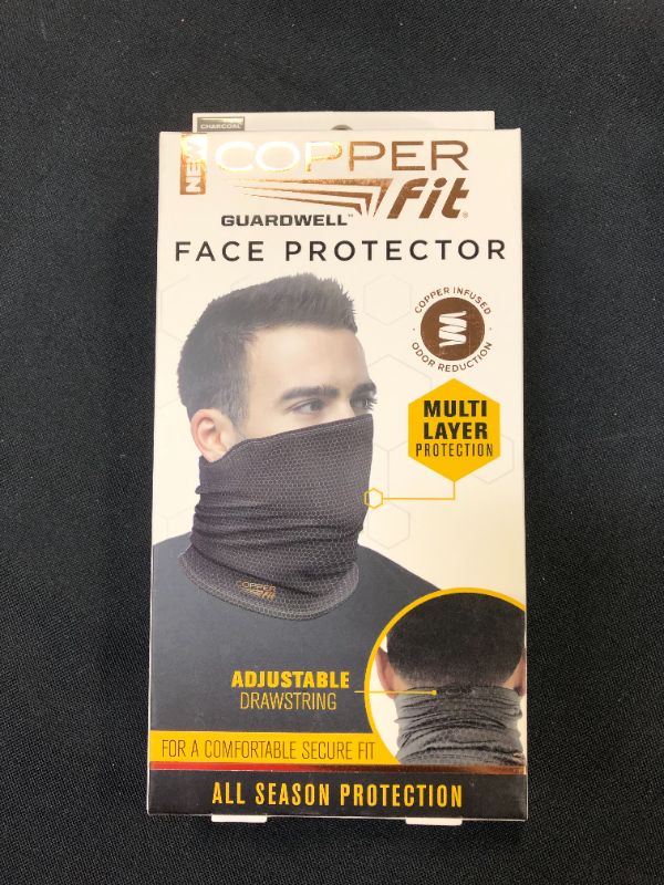 Photo 1 of Copper Fit Guardwell Face Protector Mask Gaiter Adult Charcoal/Black Drawstring