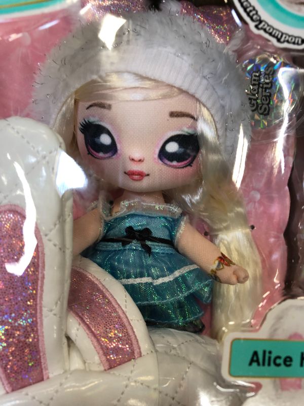 Photo 4 of Na! Na! Na! Surprise Glam Series Alice Hops Fashion Doll and Metallic Rabbit Purse, Blonde Hair, Shiny Blue Dress, Bunny Ears Hat & Accessories, 2-in-1 Kids Gift, Toy for Girls Ages 5 6 7 8+ Years