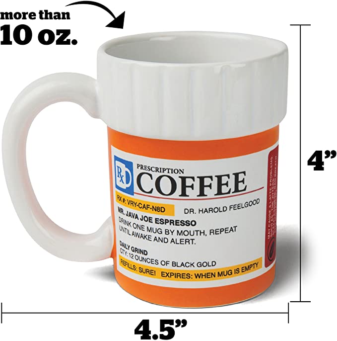 Photo 2 of BigMouth Inc. The Prescription Coffee Mug – Hilarious 12 oz Ceramic Coffee Cup in the Shape of a Pill Bottle – Perfect for Home or Office, Makes a Great Gift