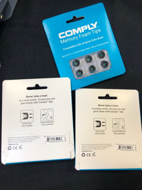 Photo 3 of Comply Memory Foam Tips – for Use with Amazon Echo Buds (Large, 3 Pairs) ---9 counts