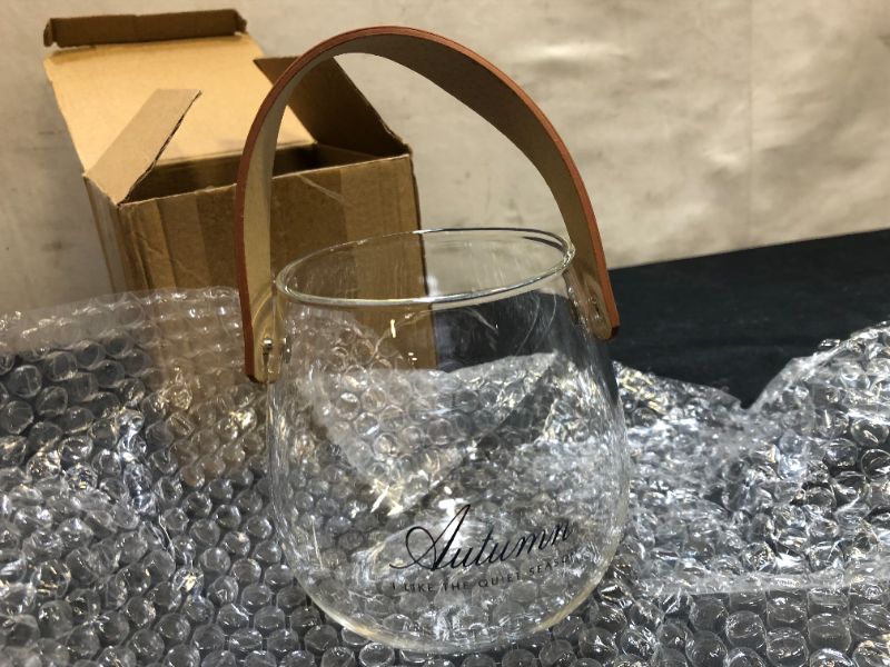 Photo 1 of Aoderun Large Glass Vase for Decor Clear Flower Vase with Leather Handle Modern Flower Decor Vase for Home Office Table Shelf
