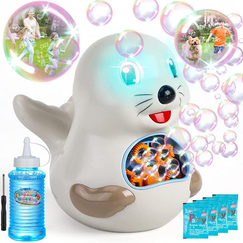 Photo 1 of Bubble Blower Bubble Machine Maker for Kids Toddler, Cute Sea Lion Bubble Machine Gun Blower for Lawn Party Outdoor Indoor, Toy for Little Girls Boys Age 3 4 5 6 7 [ White ]
