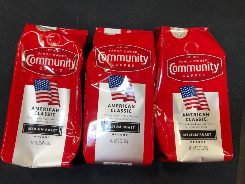 Photo 3 of Community Coffee American Classic Ground Coffee Medium Roast, 12 Ounce Bag (Pack of 3)  exp date 06-2022