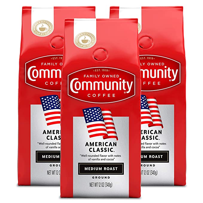 Photo 1 of Community Coffee American Classic Ground Coffee Medium Roast, 12 Ounce Bag (Pack of 3)  exp date 06-2022