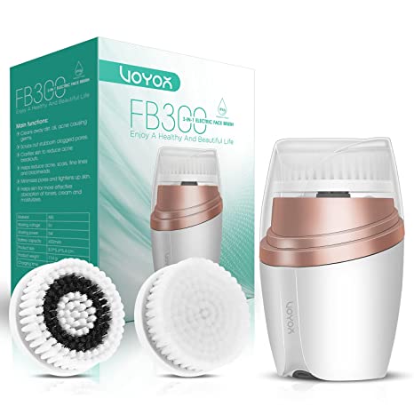 Photo 1 of VOYOR Facial Cleansing Brush Rechargeable Sonic Face Brush Waterproof Face Cleansing Brush 3-in-1 Set for Deep Skin Cleaning, Gentle Exfoliating and Blackhead Removing FB300