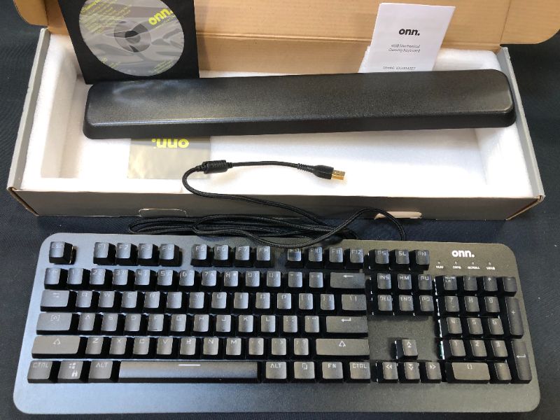 Photo 2 of ONN RGB Mechanical Gaming Keyboard 104 Keys With Magnetic Arm Rest