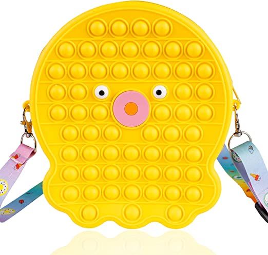 Photo 1 of Bag for Girls Push Bubble Its Purse Sensory Bags Hangdbag Wallet for Year Old Teenage Gift Girl Yellow Octopus