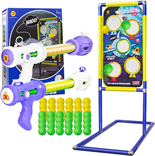 Photo 1 of KOVEBBLE Shooting Target with 2pk Foam Ball Popper, Target Stand Toy Foam Blaster for Kids, Shooting Games Set, Girl Boy Toys Gift for Age 5 6 7 8 9 10+ (M-29x15x42inch)
