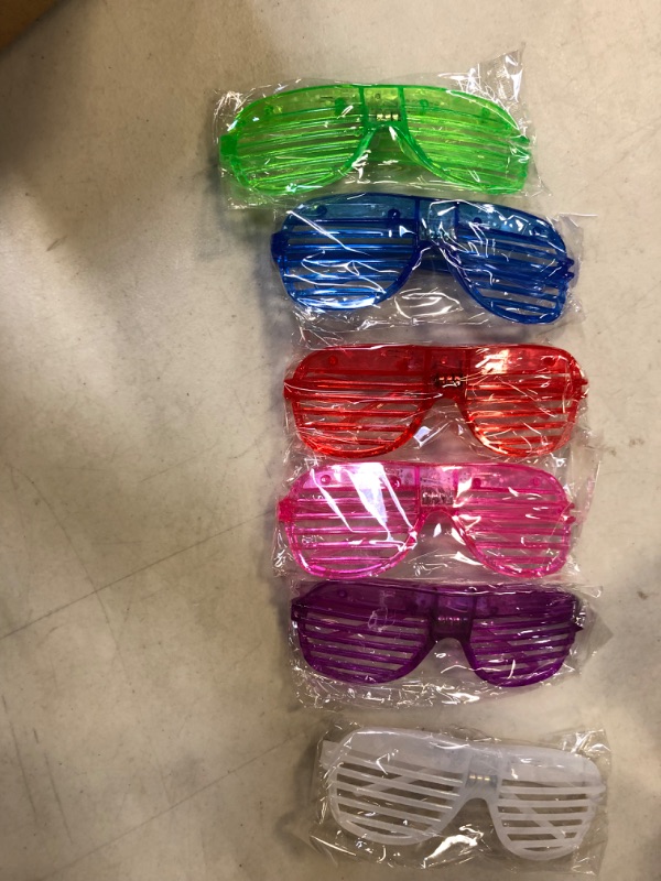 Photo 2 of 72 Pairs of Led Glasses 6 Colors Light Up Glasses Shutter Shades Glow in the Dark Glasses Neon Rave Flashing Sunglasses for Adults Kids Glow in Dark Party Favors Supplies
