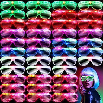 Photo 1 of 72 Pairs of Led Glasses 6 Colors Light Up Glasses Shutter Shades Glow in the Dark Glasses Neon Rave Flashing Sunglasses for Adults Kids Glow in Dark Party Favors Supplies
