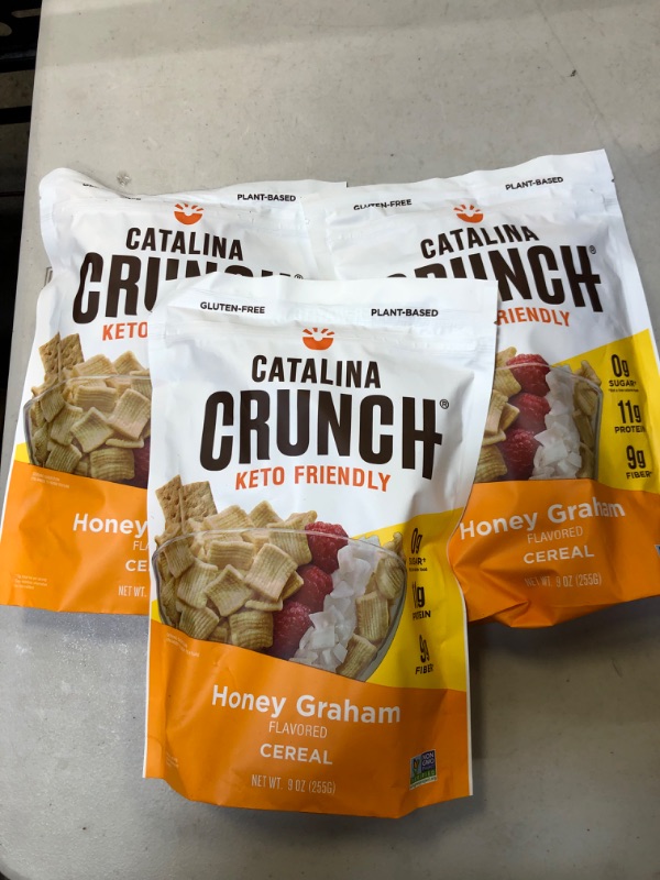 Photo 2 of 3 PACK Catalina Crunch Honey Graham Keto Cereal (9Oz Bags) | Low Carb, Sugar Free, Gluten Free | Keto Snacks, Vegan, Paleo, Plant Based | Breakfast Cereals | Keto Friendly Food