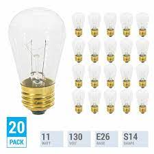 Photo 1 of 11S14/C, 11-Watt S14 Replacement Incandescent, Clear Glass Light Bulbs, 2700K Warm White, Dimmable, E26 Medium Base, Use Display-Sign, Indoor-Outdoor Patio,String Lights. (20 Pack Incandescent Bulbs)
