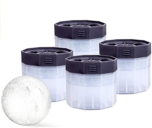 Photo 1 of Bella Amazing- Ice Ball Molds, 2.5 Inch Round Ice Cube Molds. This Stackable Slow Melting Ice Sphere Molds are perfect for Whiskey, Scotch, Bourbon, Spirits, or any Drink (4, Black) (4, Clear)
