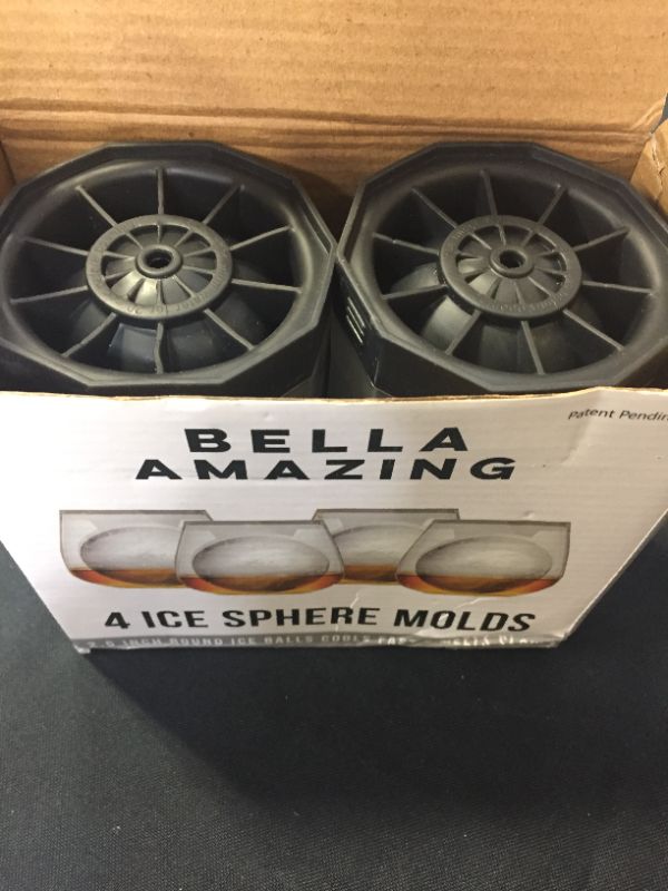 Photo 2 of Bella Amazing- Ice Ball Molds, 2.5 Inch Round Ice Cube Molds. This Stackable Slow Melting Ice Sphere Molds are perfect for Whiskey, Scotch, Bourbon, Spirits, or any Drink (4, Black) (4, Clear)
