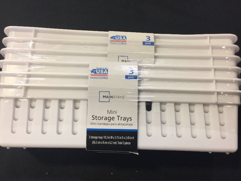 Photo 2 of Slim Plastic Storage Trays Baskets in White- Set of 3 --- 2 packs 
