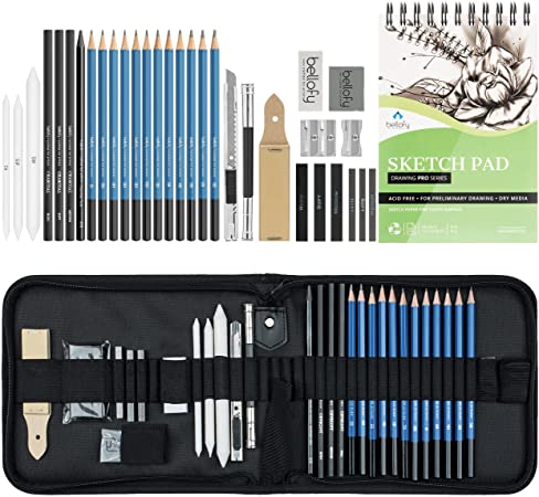 Photo 1 of Bellofy Drawing Kit Artists Supplies for Adults, Teens, Kids | Artists Drawing Sets | Graphite Art Pencils for Drawing and Shading | Sketchbook Drawing Supplies | 33 Piece Professional Sketch Set Pad --- FACTORY SEALED 
