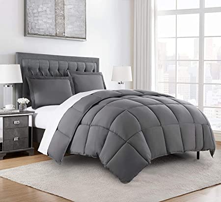 Photo 1 of Chezmoi Collection 3-Piece Down Alternative Comforter Set (Queen, Gray)
