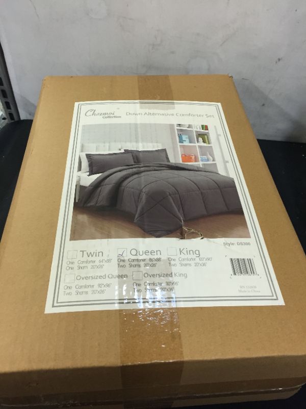 Photo 2 of Chezmoi Collection 3-Piece Down Alternative Comforter Set (Queen, Gray)
