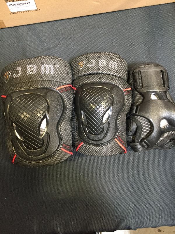 Photo 3 of JBM Youth BMX Bike Knee Pads and Elbow Pads with Wrist Guards Protective Gear Set for Biking, Riding, Cycling and Multi Sports Safety: Scooter, Skateboard, Bicycle (Black, Youth/Teens)
