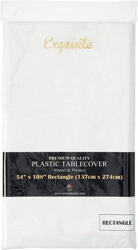 Photo 1 of *Premium* White table cover 54 x 108 RECTANGLE -- 2 PACK 
