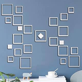 Photo 1 of 24pcs Mirror Wall Stickers, Mirror Stickers,Square Mirror Stickers Living Room Wall Decor, Mirror Wall Decor for Wall Decor Sticker (Sliver) FACTORY SEALED 
