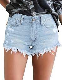 Photo 1 of LUYEESS Women's High Rise Frayed Jean Shorts Distressed Raw Hem Ripped Destroyed Denim Shorts
LARGE 